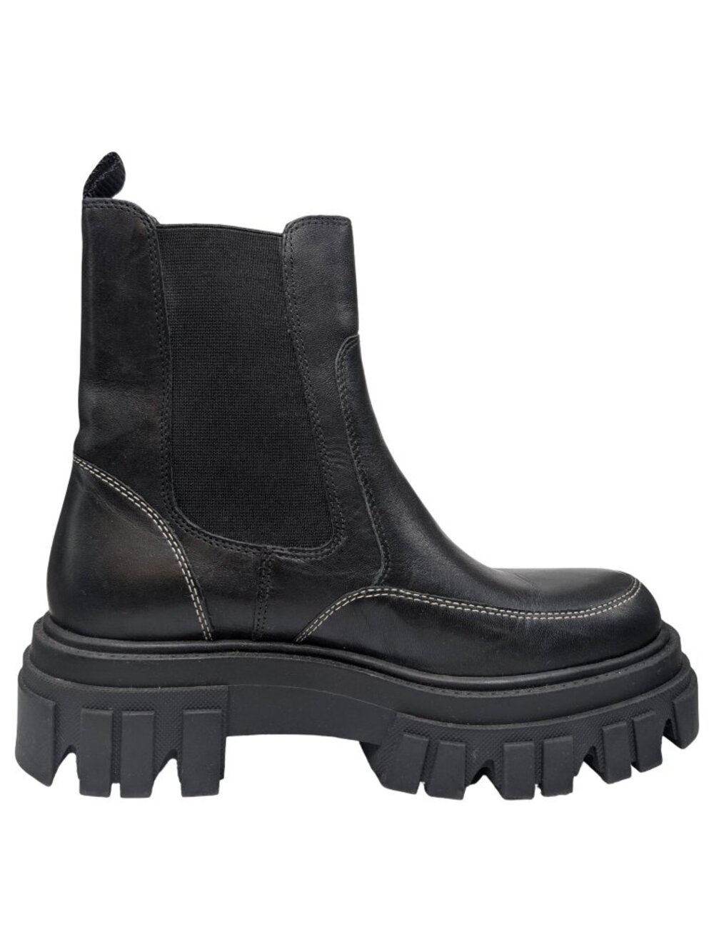 Marc Fisher Morgan Chelsea Boots Womens Black Leather Lug Sole Moto Size 5.5